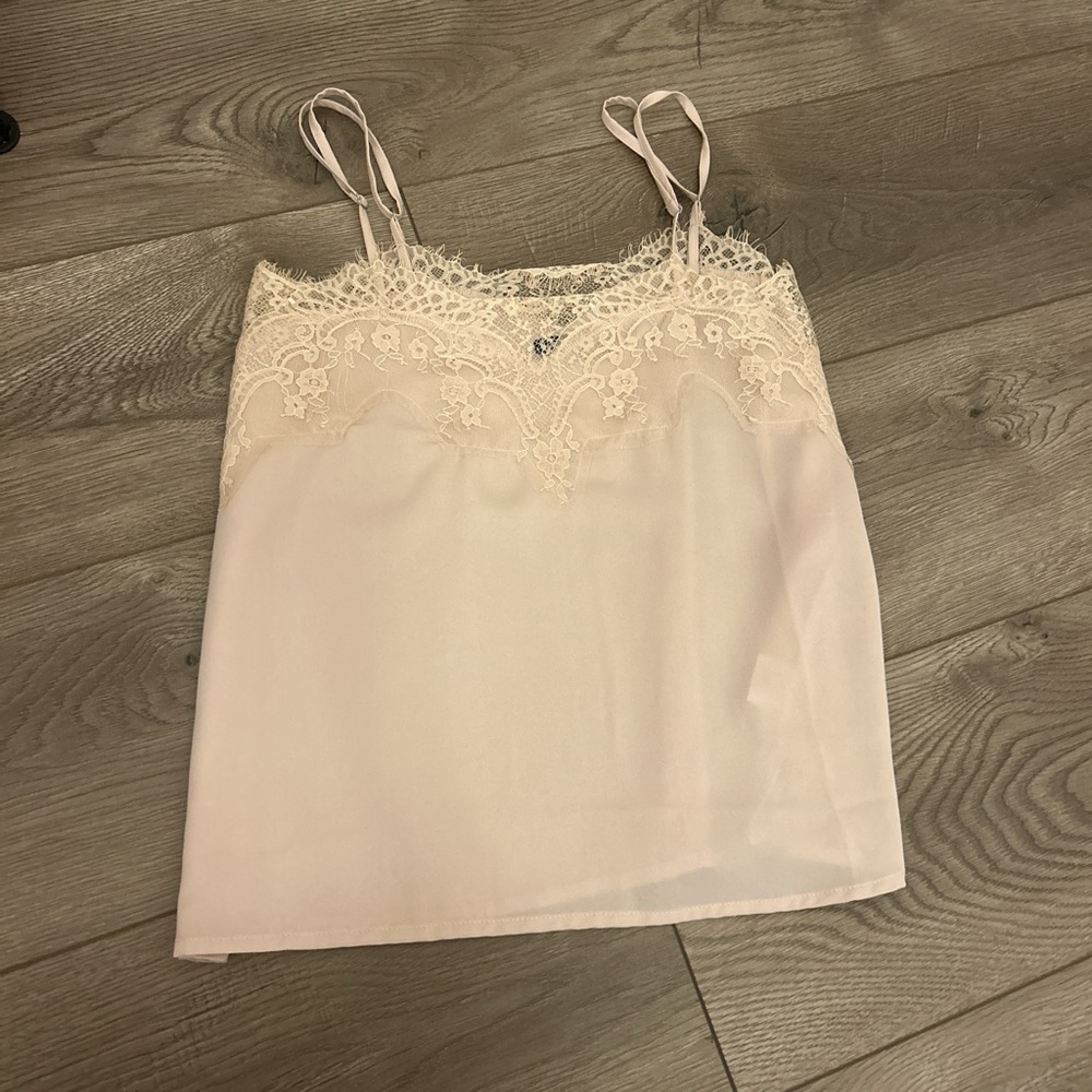 cream lace cami tank top